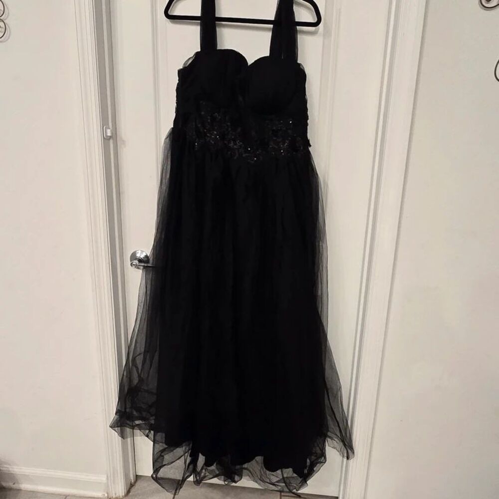 Black Gothic Formal Gown 4XL Corset Tulle Sequin Halloween Costume Witch